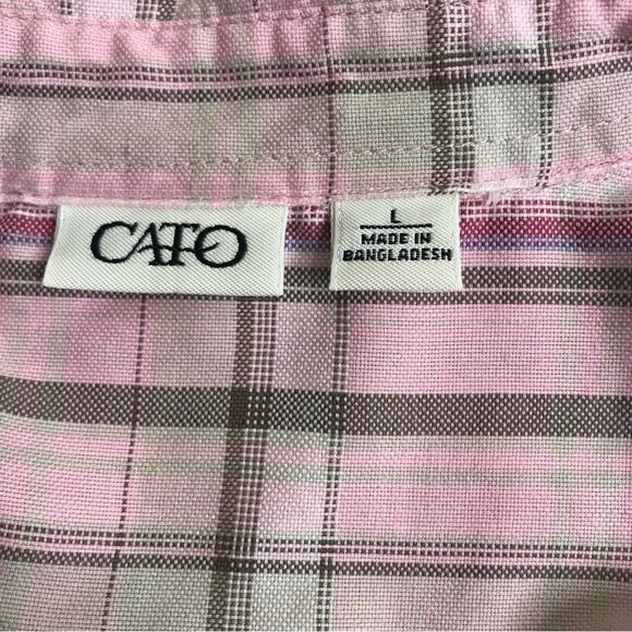 Cato Pink Plaid Full Zip Long Sleeve Collared Women Shirt Jacket Size Large - Picture 4 of 12